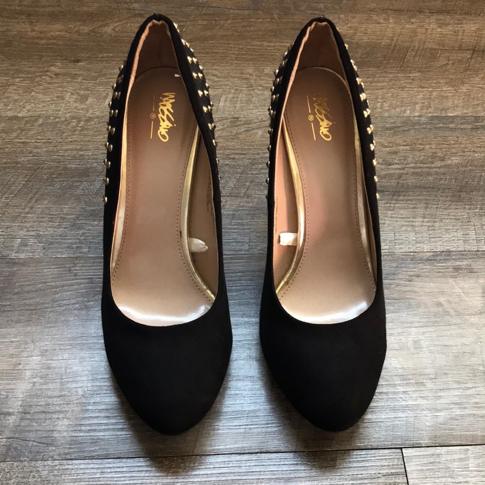 Black Gold Studded Heels